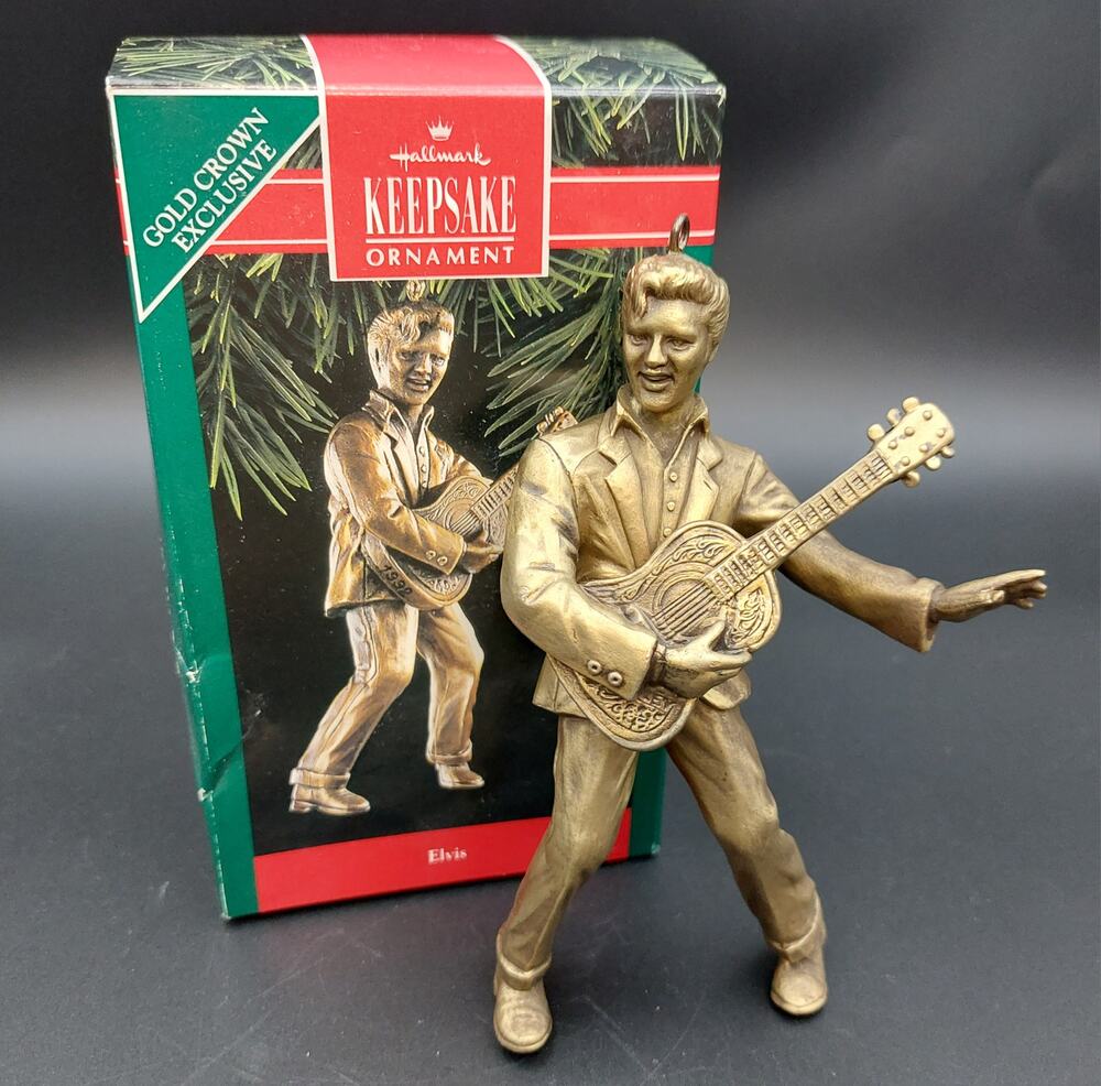 1992 Hallmark Elvis Presley Ornament Brass Plated Vintage